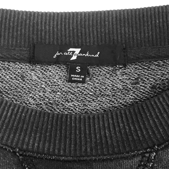 7 For All Mankind Black Ruffle Crop Sweatshirt - Picture 9 of 10